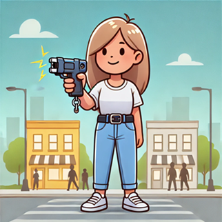 girl holding stun gun